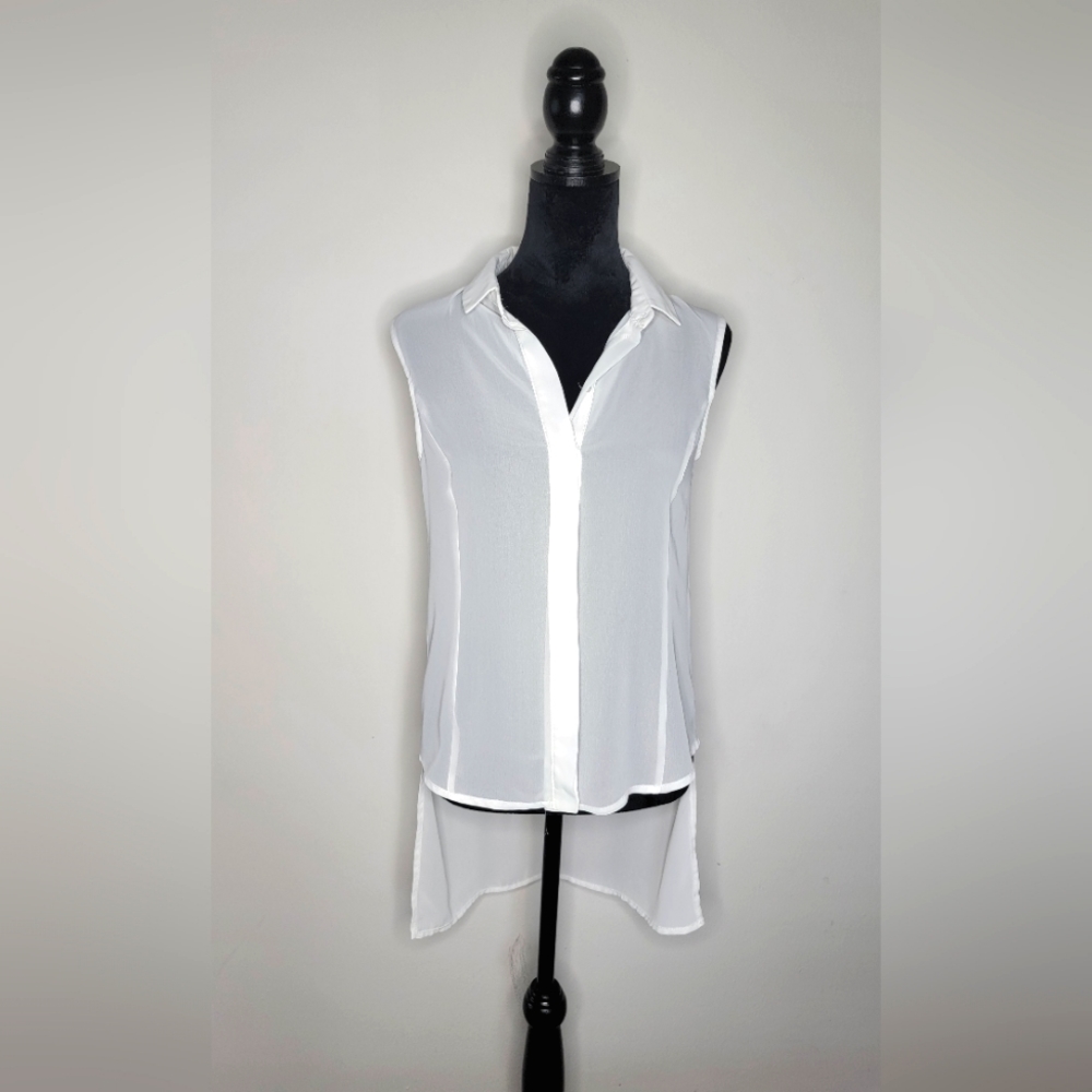 Rinascimento Italy Sleeveless White Silky Hi-lo Flowy Top